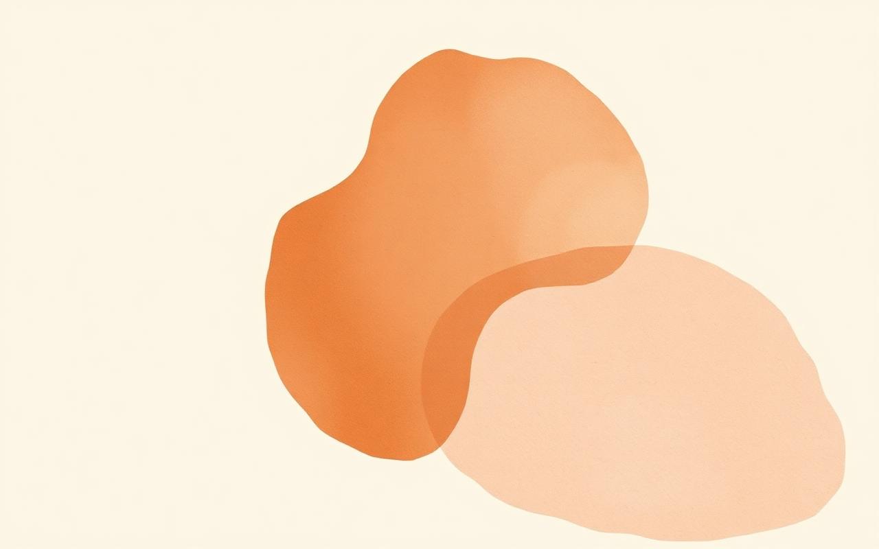 Two overlapping organic terracotta shapes — a visualisation of rest
